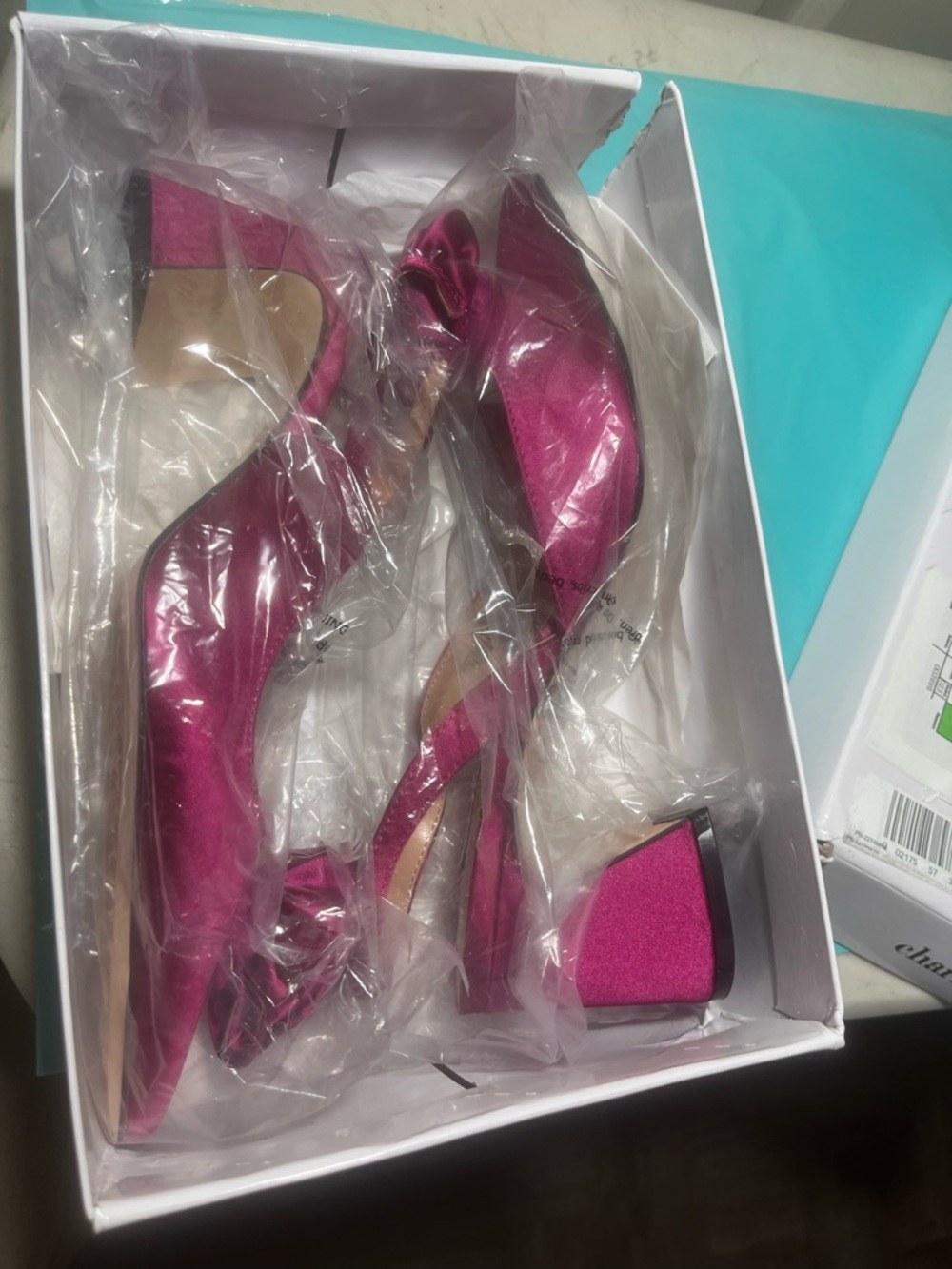 Charles David Fuchsia Satin D'Orsay Block Heels